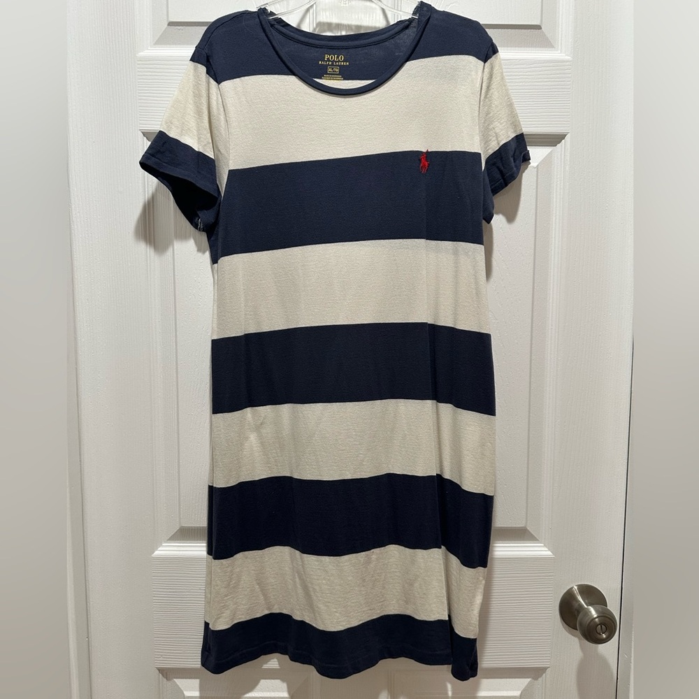 Ralph Lauren Blue and Cream Casual Raglan Mini Dress